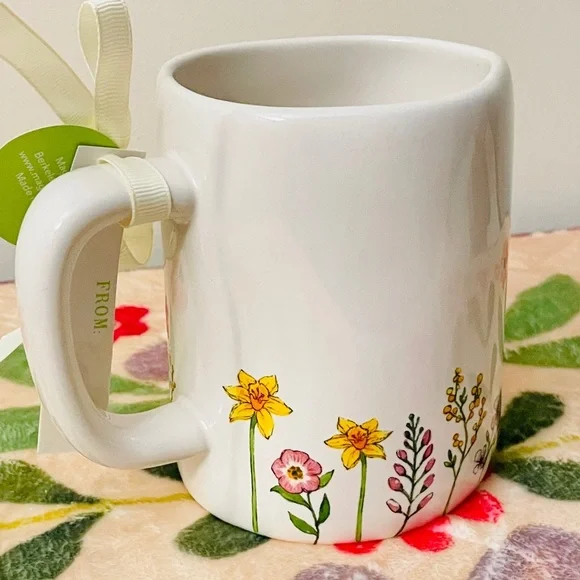 Rae Dunn White Mug with Floral Design - Picture 4 of 11